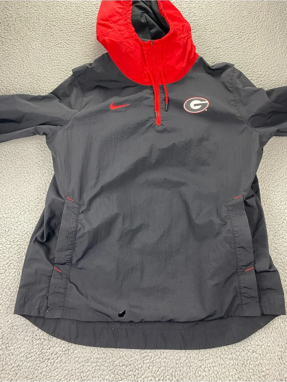 Nike Hooded Windbreaker Jacket Men S Georgia Bulldogs On Field 1/4 Zip   Size XL